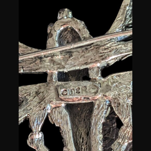 Vintage Ciner Signed Large Silver Tone Dragon Fly Brooch 3.75" - Picture 5 of 8